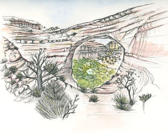 Desert Arch: watercolor print