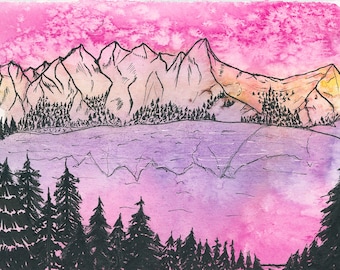 Blanca Lake Sunset: Watercolor print