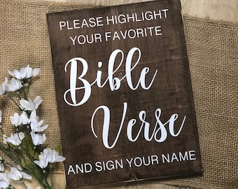 Rustic Wood Wedding Guest Book Sign, Christian Bible Verse Decor