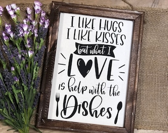 Funny Kitchen Sign: Rustic Farmhouse Decor - Help With Dishes