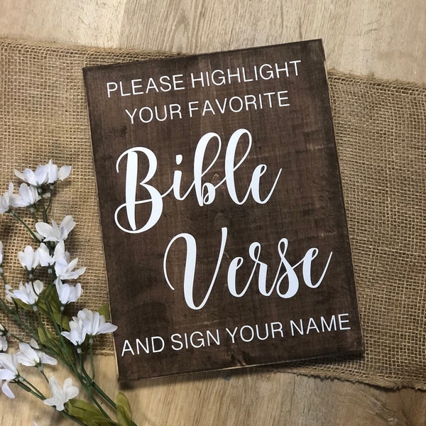 Wedding Real Wood Sign "Bible Verse" Non-Traditional Guestbook Idea Country Rustic Religious Christian Decor *Customizable* Sign Your Name