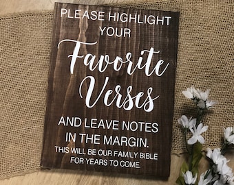 Wedding Real Wood Bible Sign Favorite Verses Non-Traditional Guestbook Idea Rustic Religious Christian Decor *Customizable* Sign Your Name