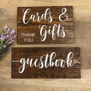 Wedding Real Wood Sign Bundle &quot;Cards & Gifts Thank You/Guestbook&quot; Farmhouse Country Rustic Farm Wedding Decor *Customizable* Wood Table Sign
