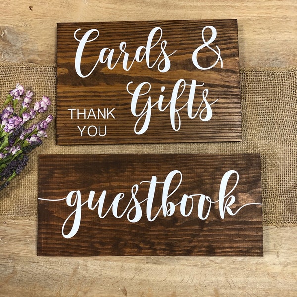 Wedding Real Wood Sign Bundle "Cards & Gifts Thank You/Guestbook" Farmhouse Country Rustic Farm Wedding Decor *Customizable* Wood Table Sign