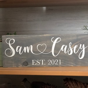 Couples Name Sign With Established Date Heart customizable Wedding ...