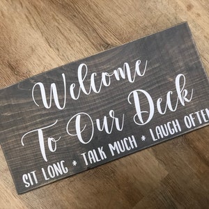 Customizable Welcome To Our Deck Real Wood Sign: Rustic Farmhouse Decor