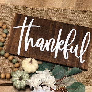 Letrero de madera personalizable &quot;Agradecimiento&quot; - Decoración rústica de otoño