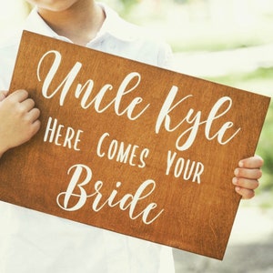 Custom Ring Bearer Sign: Rustic Farm Wedding Decor - Uncle Here Comes Your Bride