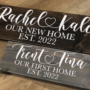 Unser erstes Zuhause Zeichen Neues Zuhause Paare Name und hergestellt Datum Herz * anpassbar * Bauernhaus Land rustikale Dekoration für immer personalisierte Zeichen