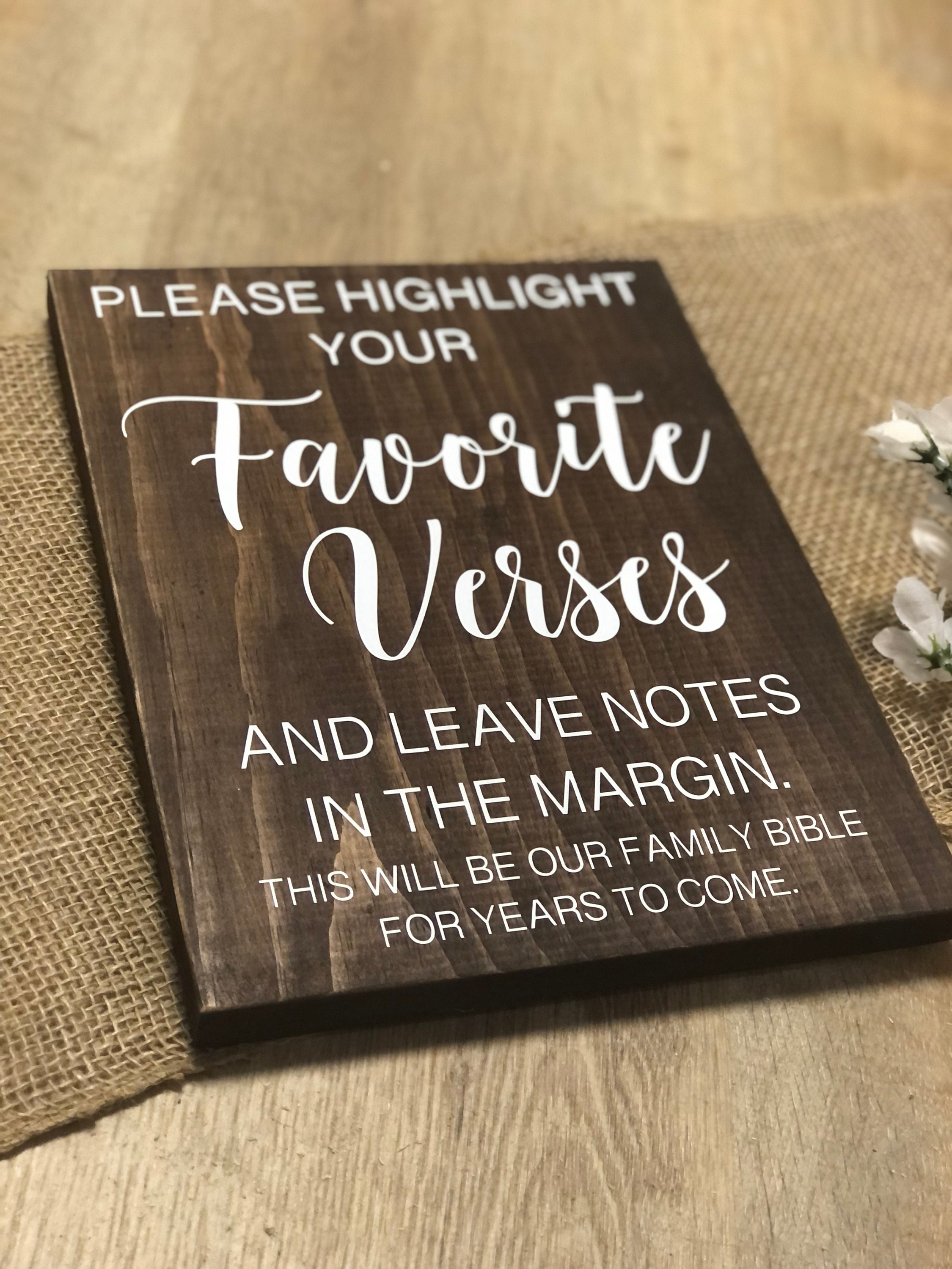 Versues Sign Wedding Real Wood Bible Sign Favorite Verses Non-traditional Guestbook ...