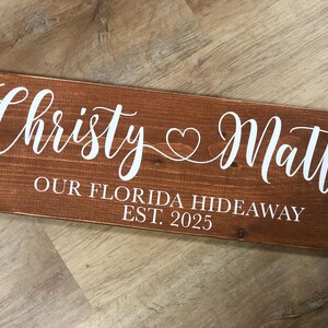 New Home Sign Couples Name Our First Home and Established Date Heart *Customizable* Farmhouse Country Rustic Decor Forever Personalized Sign image 19