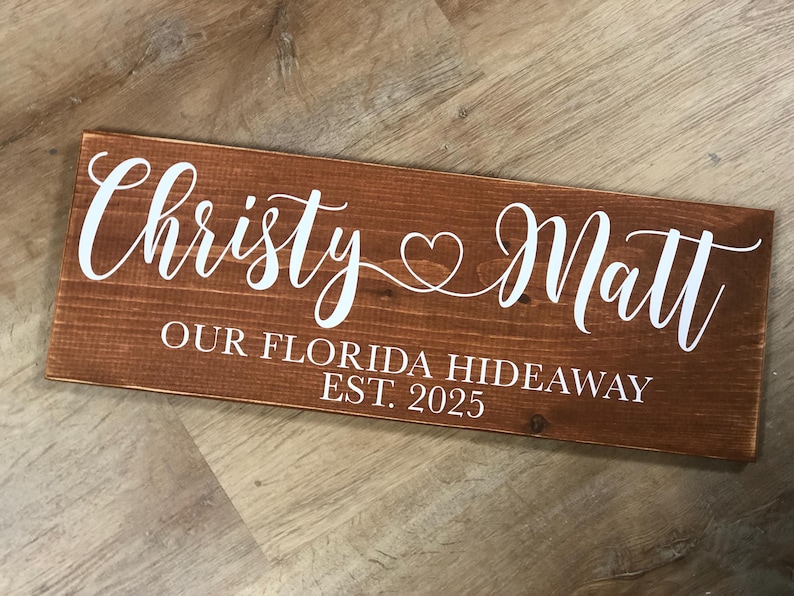 New Home Sign Couples Name Our First Home and Established Date Heart *Customizable* Farmhouse Country Rustic Decor Forever Personalized Sign image 19