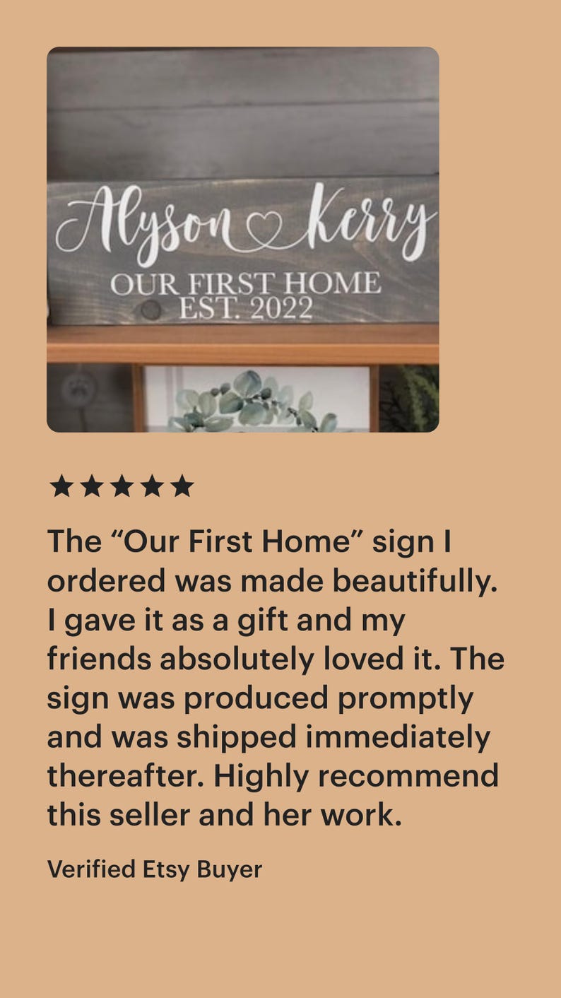 New Home Sign Couples Name Our First Home and Established Date Heart *Customizable* Farmhouse Country Rustic Decor Forever Personalized Sign image 16