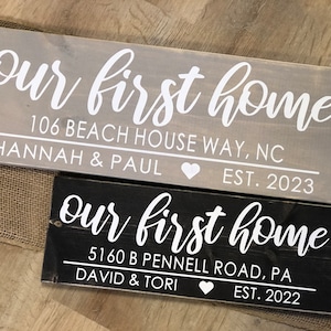Customizable First Home Wood Sign, New Home Address Gift