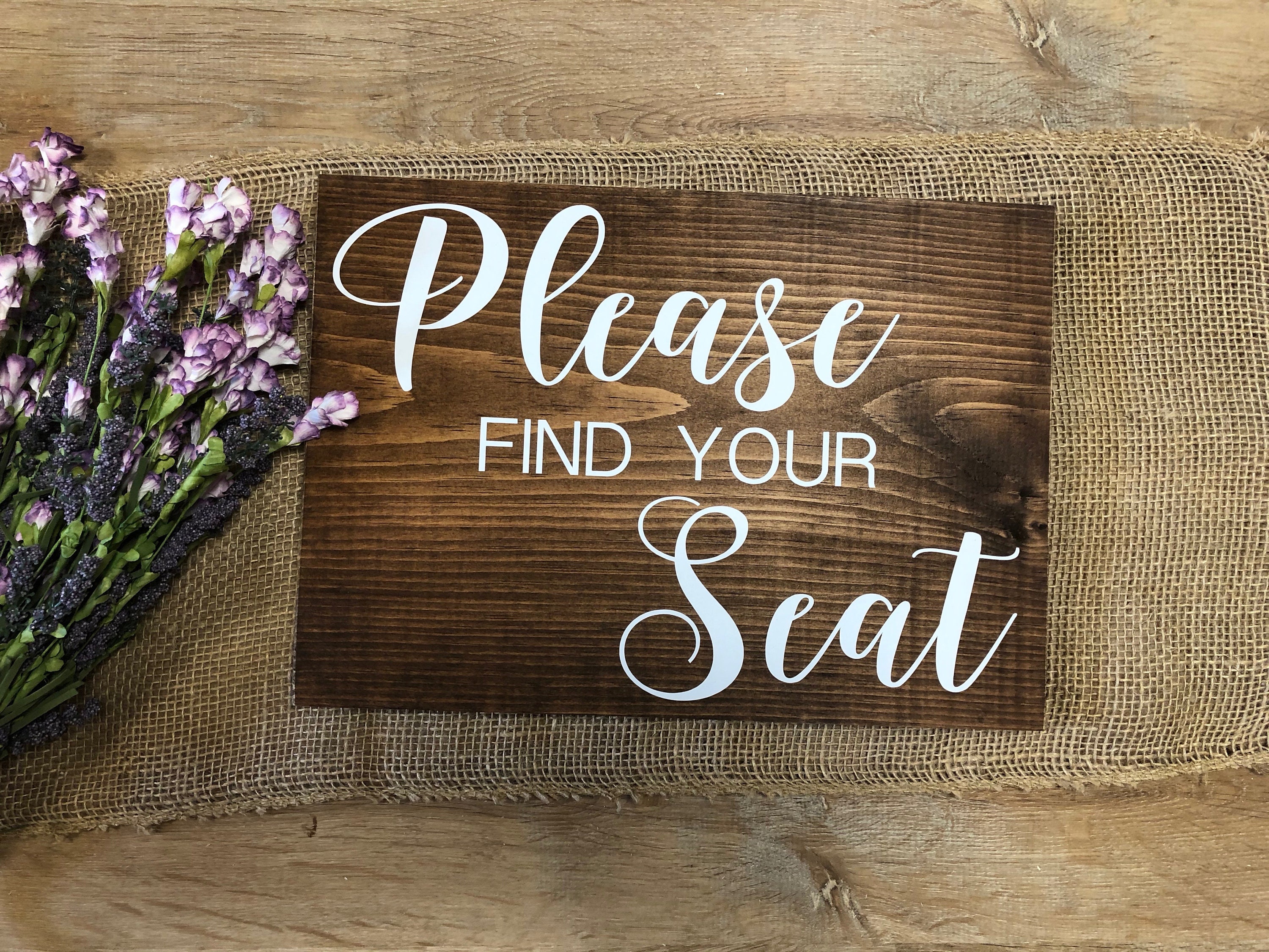  Please find your seat - Wedding Signage - 8x10 PRINT - Unframed  - Reception - RUSTIC - Sign - Recycled - Eco Friendly : Handmade Products