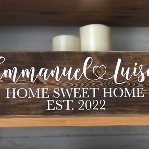 Personalized New Home Wood Sign: Couples Names & Established Date