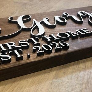 New Home Sign Couples Name Our First Home and Established Date Heart *Customizable* Farmhouse Country Rustic Decor Forever Personalized Sign image 5
