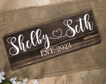 Couples Name Sign with Heart Valentine's Day Gift Customizable Wedding Anniversary Farmhouse Country Rustic Decor Forever Personalized Sign