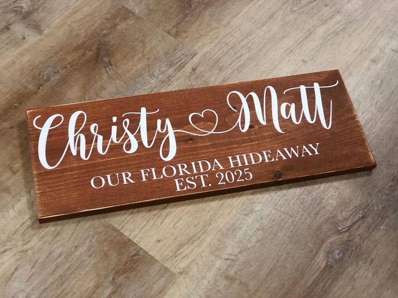 New Home Sign Couples Name Our First Home and Established Date Heart *Customizable* Farmhouse Country Rustic Decor Forever Personalized Sign image 14