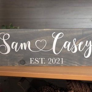 Couples Name Sign with Established Date Heart *Customizable* Wedding Anniversary Farmhouse Country Rustic Decor Forever Personalized Sign