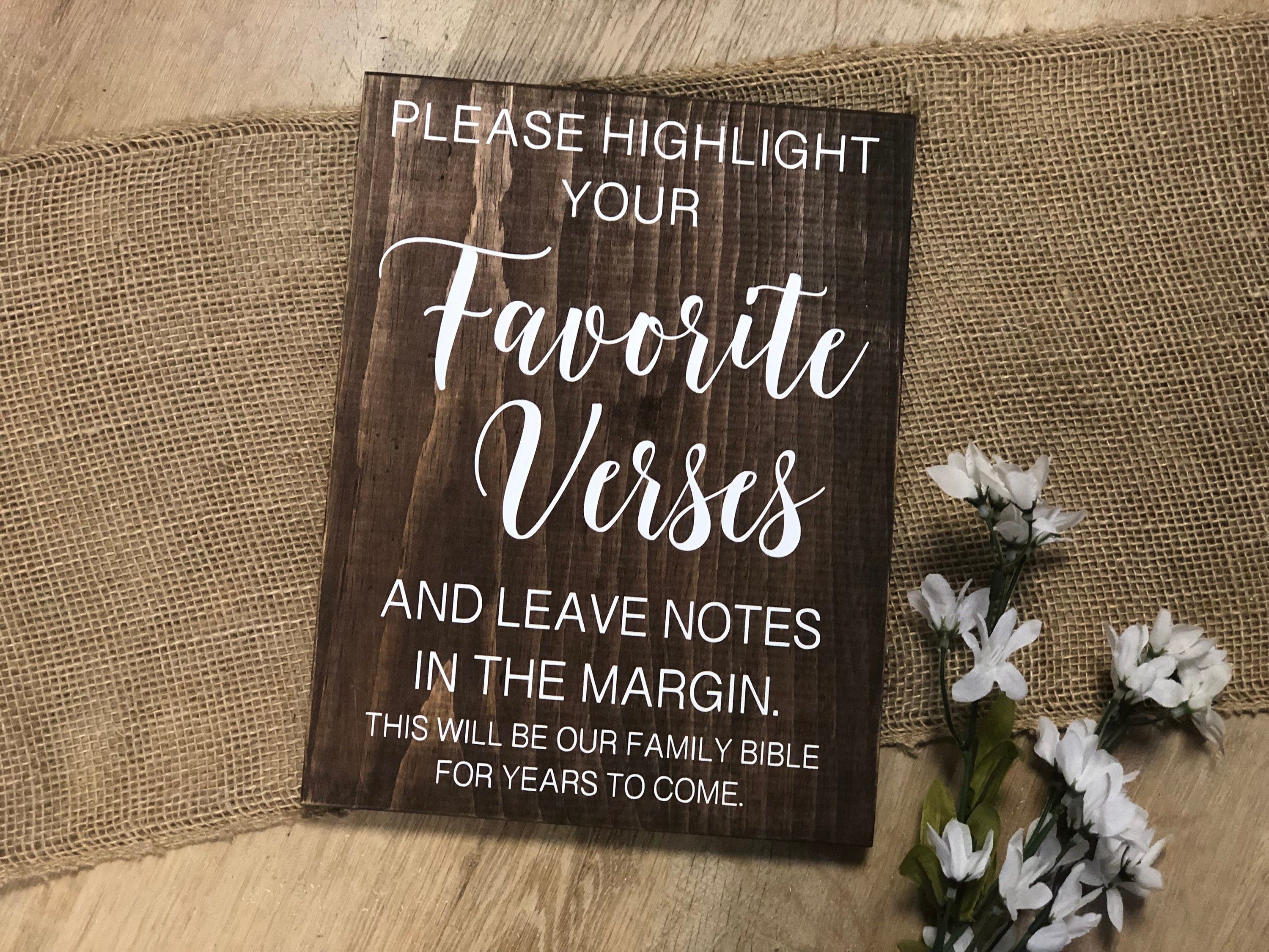 Versues Sign Wedding Real Wood Bible Sign Favorite Verses Non-traditional Guestbook ...