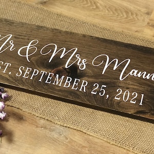 Personalized Mr & Mrs Wood Wedding Sign: Rustic Sweetheart Table Decor
