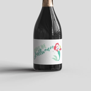 Princess inspired wine labels, 21st birthday party labels, Bachelorette Party, Ariel Wine Label