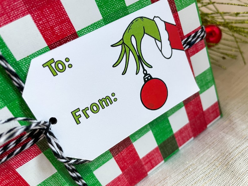 Grinch Gift Tags Christmas Gift Tags Personalized Gift Etsy