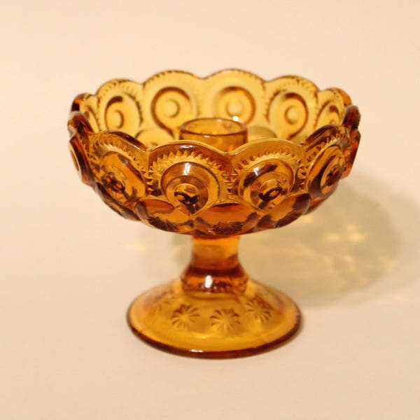 Amber Moon and Star Epergne / Candle Holder / Centerpiece Dish