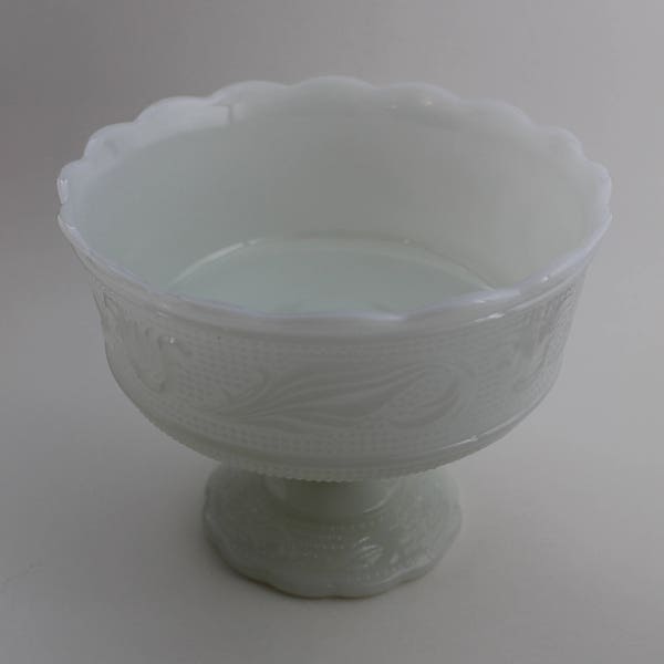 E O Brody Milk Glass Pedestal Dish