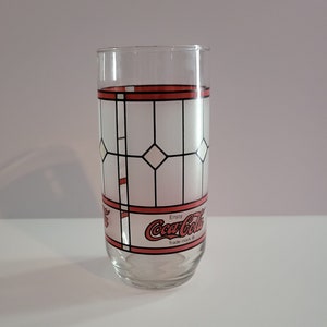 Vintage Stained Glass Style Coca-Cola Glass from 1970s