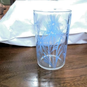 Vintage Juice Glass, Blue Cornflower Pattern