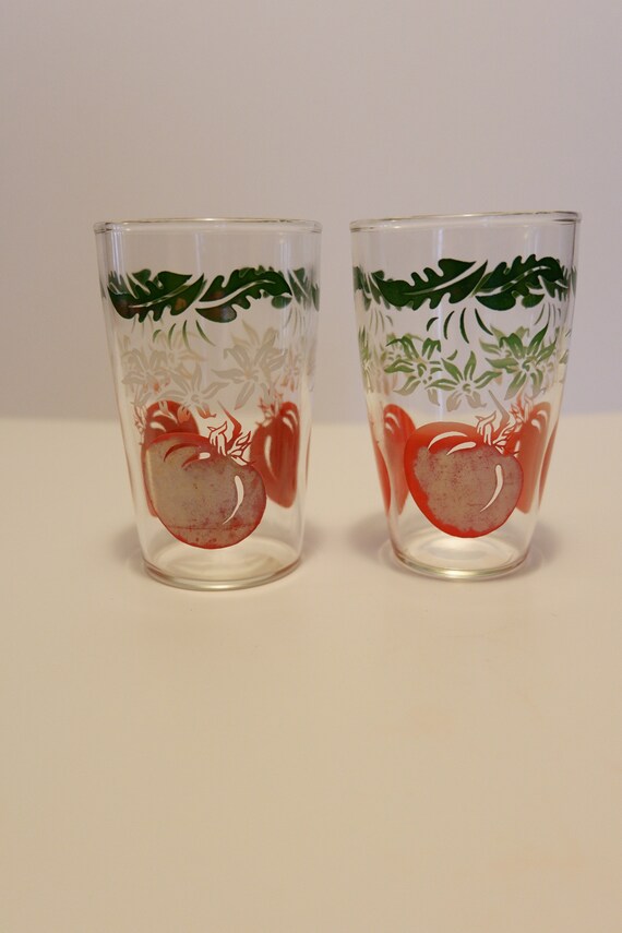 Swanky Swig Juice Cups With Metallic Apples and Green Leaves Etsy