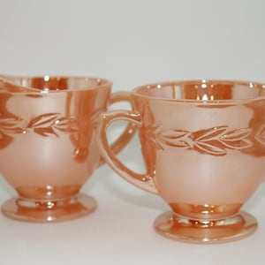 Fire King Peach Luster Sugar and Creamer Set