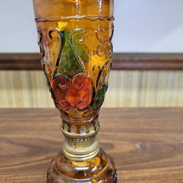 Miniature Oil Lamp - Multi color Hurricane Glass Made in Hong Kong