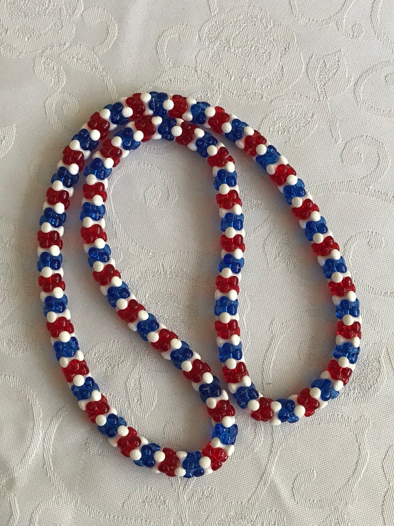 White and Blue Necklace Red