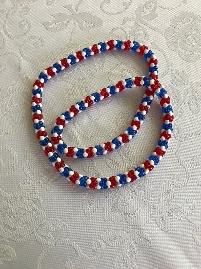 White and Blue Necklace Red