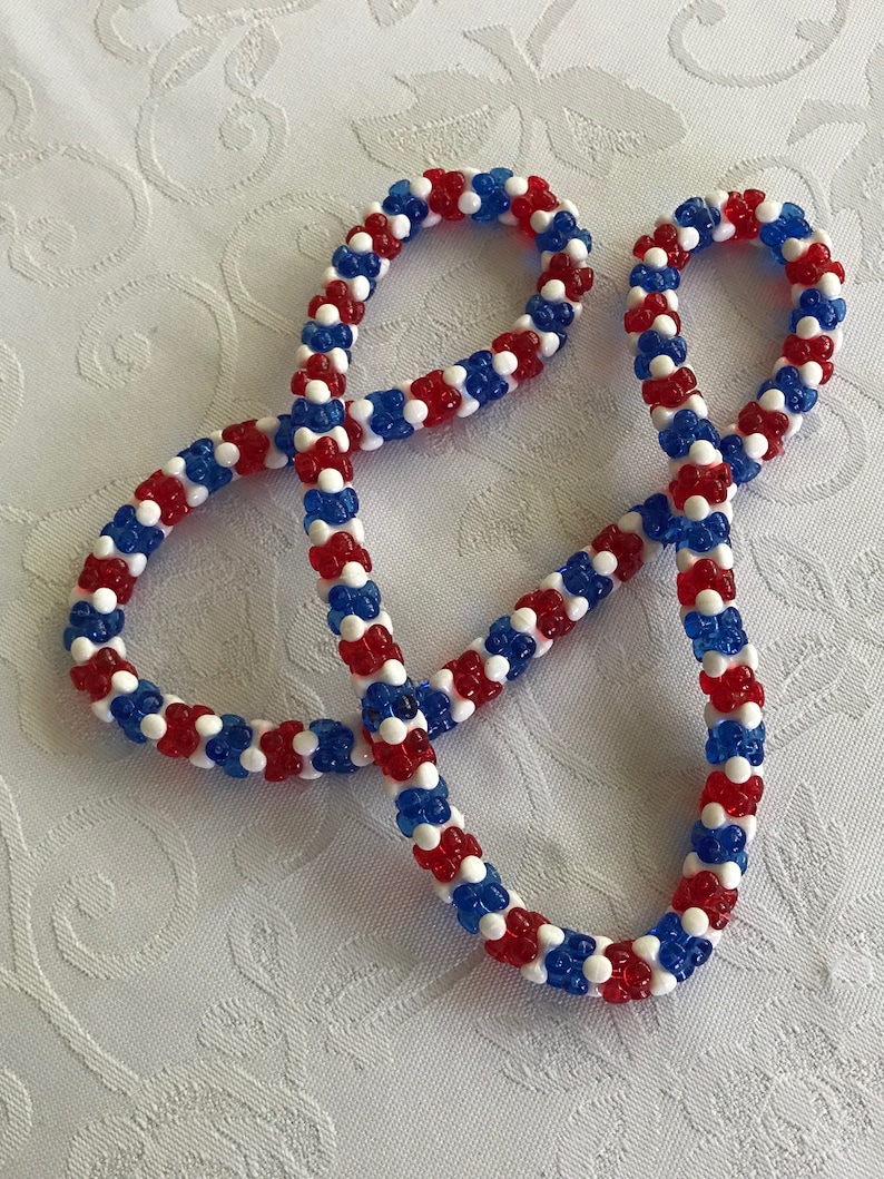 White and Blue Necklace Red