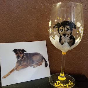 PET PORTRAIT Wine Glasses Custom Hand Painted image 1