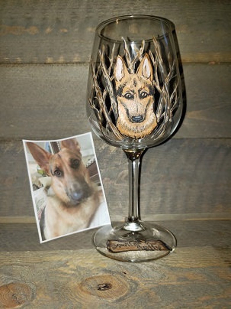 PET PORTRAIT Wine Glasses Custom Hand Painted image 3