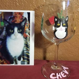 PET PORTRAIT Wine Glasses Custom Hand Painted image 2