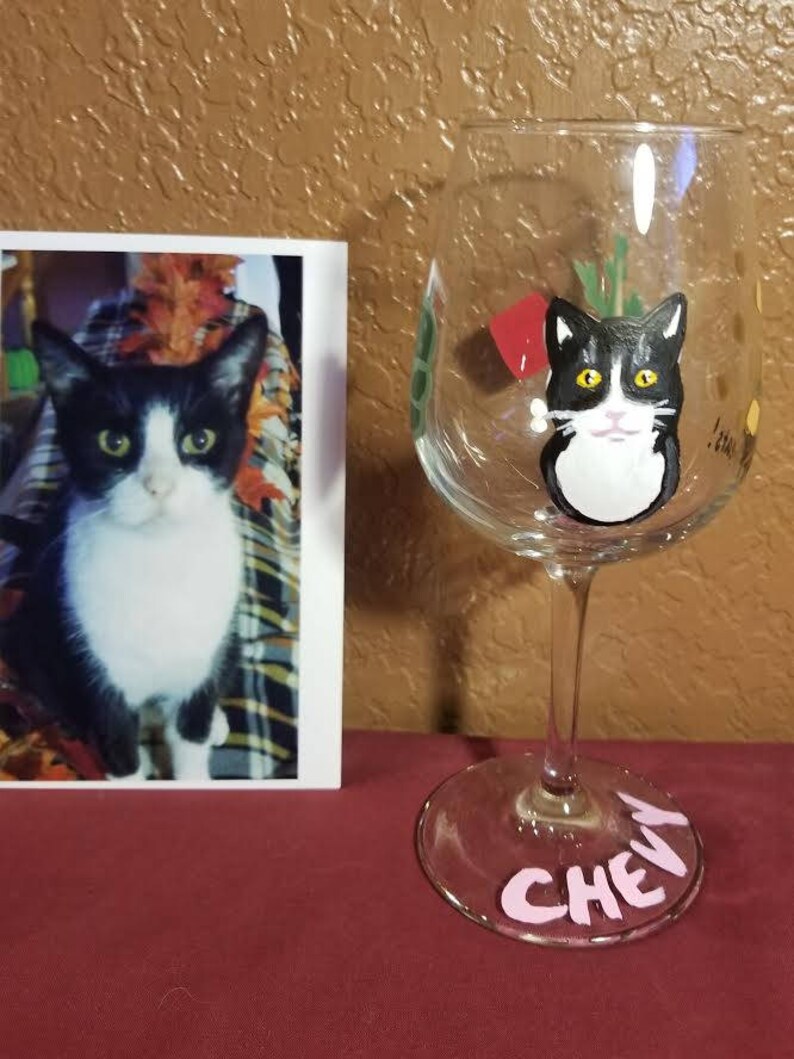 PET PORTRAIT Wine Glasses Custom Hand Painted image 2