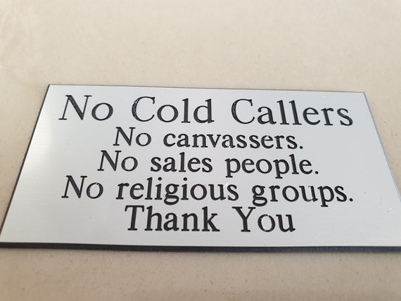 2 Pack - Sticker Gold - 16cm No Cold Callers Or Sales Persons Self