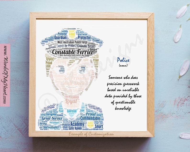 Custom Police Man Law Enforcer Word Art Printable. Perfect Etsy