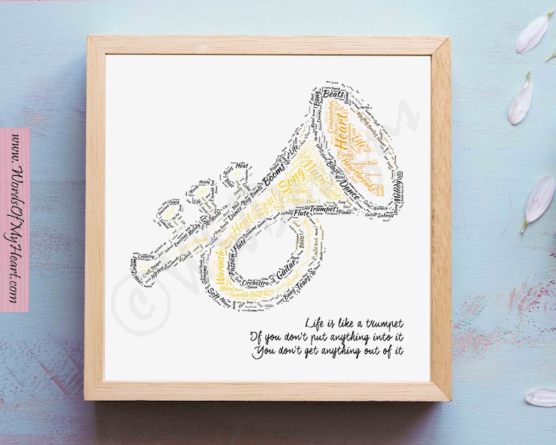Printable Trumpet Word Art Quote Life is Like a Trumpet Etsy