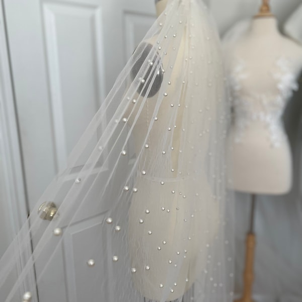 Pearl Embellished Veil, Anam Cara Cascading Pearl Veil