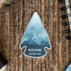 Biscayne National Park Sticker | Florida State Souvenir, Arrowhead Shaped, Vinyl, Decal, Bumper, Laptop, Hiking, Travel
