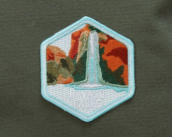 Havasu Falls Patch | Grand Canyon Souvenir, Arizona, Woven, Iron-on or sew on, Polyester Blend Twill, Jeans, Jackets, Hats