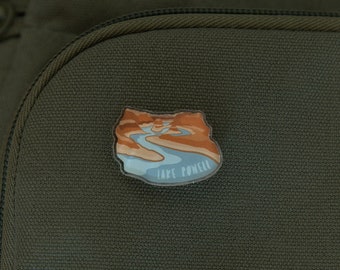 Lake Powell Acrylic Pin | Reflection Canyon, Utah, Arizona State Souvenir, Backpack, Gift, Jacket, Shirt, Hat, Photographer, Travel