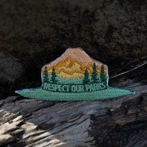 Park Ranger Hat Patch National Park Sunset Landscape Woven Iron-on or Sew-on Outdoor patch Respect our Parks, Trees, Mountains Park Services